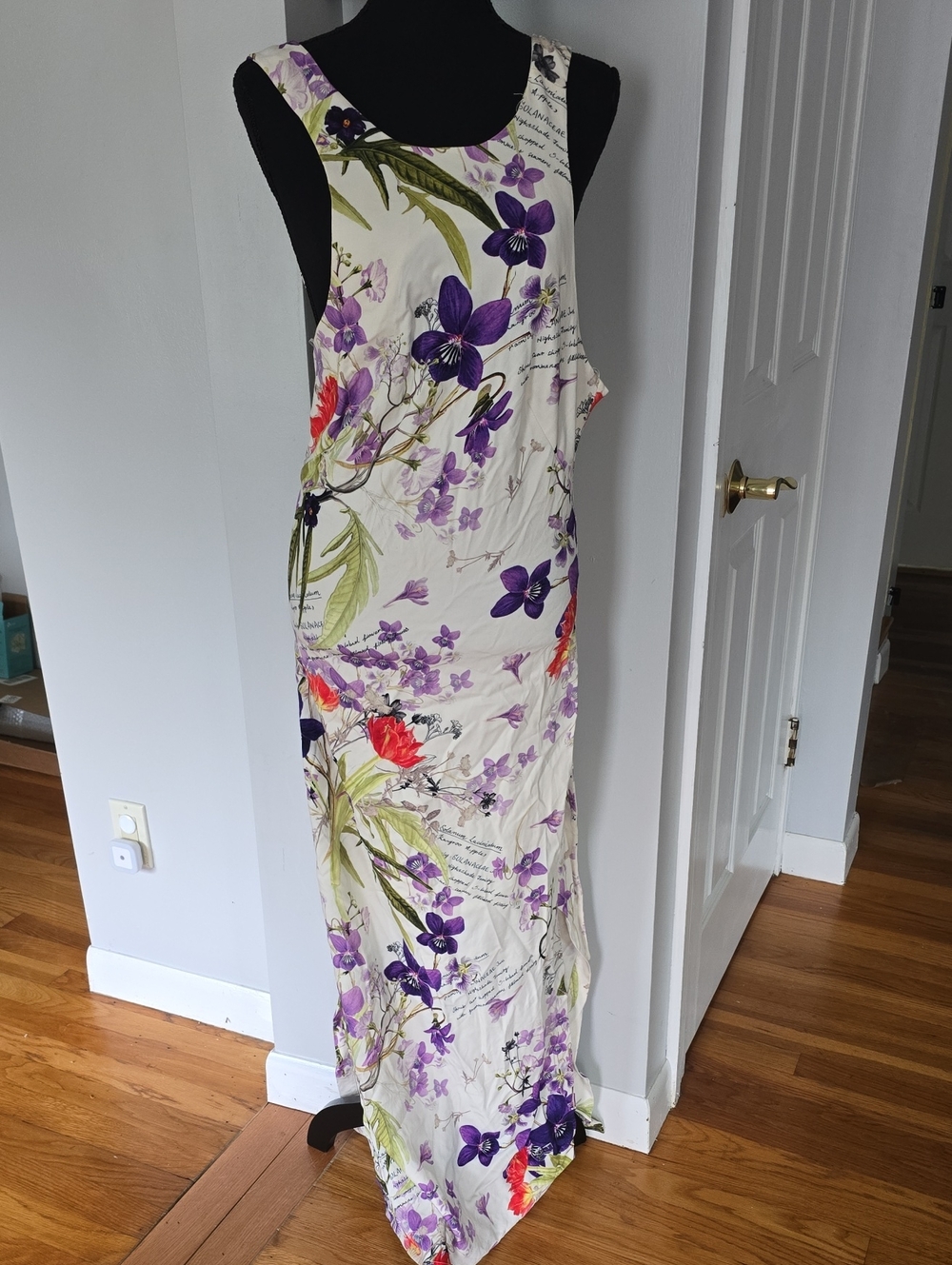 Karen Millen Cream Maxi Dress with Purple Floral Print